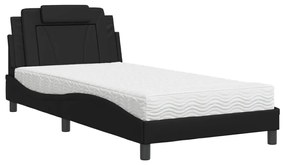 Letto con Materasso Nero 100x200 cm in Similpelle