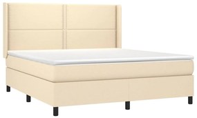 Letto a molle con materasso e led crema 160x200 cm in tessuto