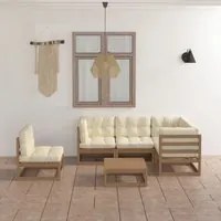 Set Divani da Giardino 6 pz con Cuscini Legno Massello di Pino cod mxl 44726