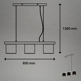 Briloner - Lampadario a sospensione con filo LURI 3xE14/25W/230V albero di caucciù
