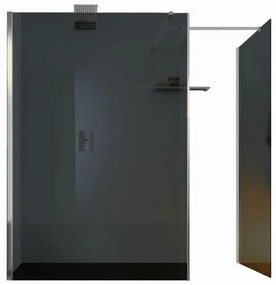 Box doccia walk-in Wens, vetro fumè 6 mm, H 200 cm, profilo cromo