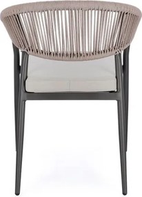 Sedia Da Esterno Impilabile Con Braccioli In Alluminio E Corda Millor Antracite E Khaki Bizzotto