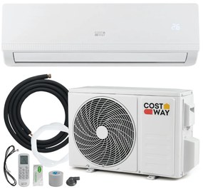Costway Condizionatore e riscaldatore inverter senza condotti con kit di installazione, Condizionatore d’aria mini split da 9000/12000 BTU