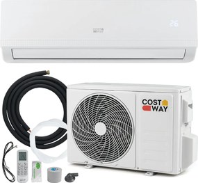 Costway Condizionatore e riscaldatore inverter senza condotti con kit di installazione, Condizionatore d’aria mini split da 9000/12000 BTU
