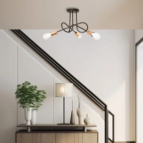 Lampadario a LED da incasso OXFORD 3xE27/15W/230V Nero