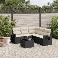 Set Divano da Giardino 6 pz con Cuscini Nero in Polyrattancod mxl 113258