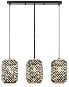 Rabalux 72093 - Lampadario ADALLA 3xE27/40W/230V in rattan su cavo