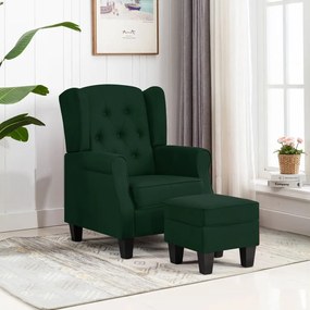 Poltrona Con Poggiapiedi Verde Scuro İn Tessuto /