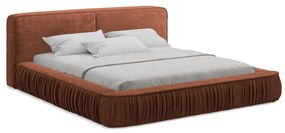 Letto matrimoniale imbottito color terracotta con contenitore e rete inclusi 180x200 cm Keoni – Makamii