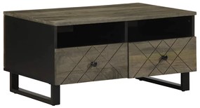 Tavolino Da Salotto Nero 80x54x40 Cm İn Legno Massello Di Mango /