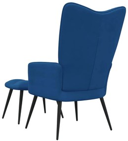 Poltrona relax con poggiapiedi blu in velluto