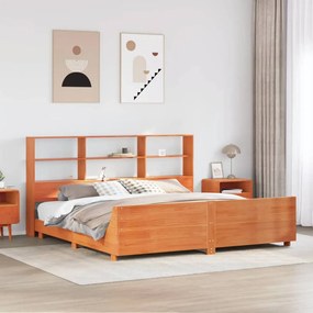 Giroletto Senza Materasso Marrone Cera 200x200 Cm Legno Di Pino /
