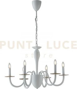 Lampadario armstrong bianco e oro 6 luci attacco e14 78x150cm in me...