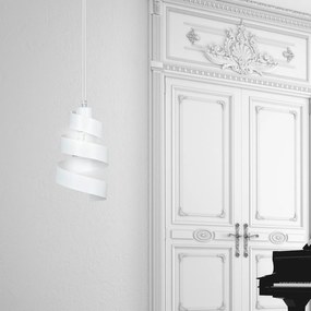 Sospensione Moderna 1 Luce Tristano In Acciaio Bianco Con Fasce A Spirale