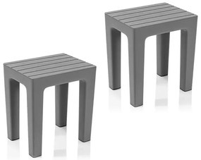Set 2 pezzi Lello lo sgabello multiuso ad alta resistenza grigio effetto legno