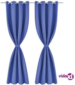 vidaXL Tende Oscuranti con Occhielli 2 pz in Metallo 135x245 cm Blu