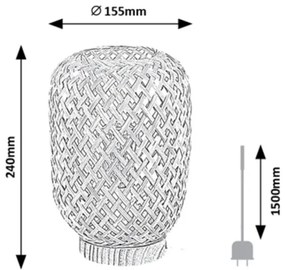 Rabalux 74016 - Lampada da tavolo ALINAFE 1xE14/25W/230V rattan