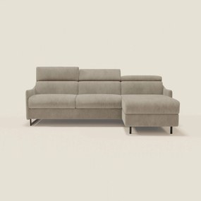 Loto Divano Letto Angolare con Penisola contenitore, Poggiatesta, Materasso Alto H18 in morbido tessuto impermeabile T14