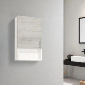 Pensile sospeso con vano a giorno e anta 43x22 Quercia Bianco