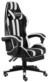 Sedia Da Gaming Con Poggiapiedi Nera E Bianca İn Similpelle /