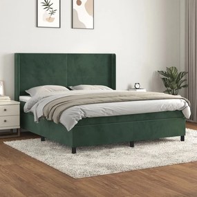 Giroletto A Molle Con Materasso Verde Scuro 160x200 Cm Velluto /