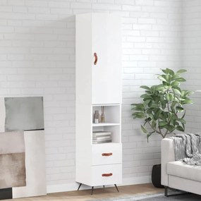 Credenza 34,5x34x180 Cm İn Legno Multistrato Bianco Lucido /