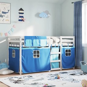 Letto A Castello Senza Materasso Blu 90x190cm Massello Pino /