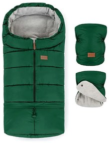 PETITE&amp;MARS - SET Coprigambe per bambini 3in1 JIBOT + stroller mano muff verde