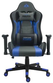 Sedia da Gaming Cromad Serie Phoenix - Design Ergonomico con Ruote Nylon di Alta Qualità - Pistone a Gas Classe 2 - Reclinabile 180º - Grigio/Azzurro/Nero