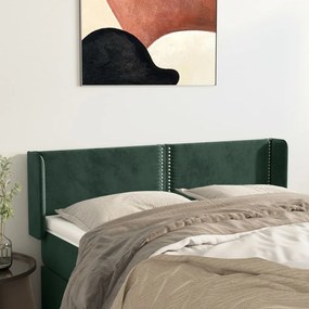 Testiera Ad Orecchio Verde Scuro 147x16x78/88 Cm İn Velluto /