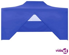 vidaXL Gazebo Professionale Pieghevole con 4 Pareti 3x4m Acciaio Blu