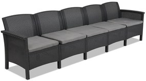 Divano a cinque posti Venezia 5 in polyrattan antracite Bica