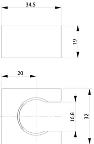 Sapho - Supporto doccia fisso angolare/opaco nero
