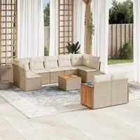 Set Divano da Giardino 10 pz con Cuscini Beige in Polyrattan 3227976