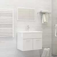 Set Mobili da Bagno Bianco Lucido in Truciolato 3070871