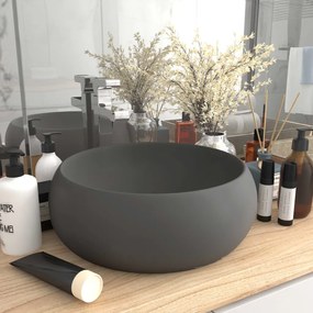 Lavandino Lusso Rotondo Grigio Scuro Opaco 40x15 Cm İn Ceramica /
