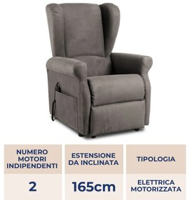 Poltrona relax reclinabile elettrica alzapersona Bergère Grigio