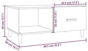 Tavolino Salotto Bianco Lucido 89,5x50x40 cm Legno Multistrato