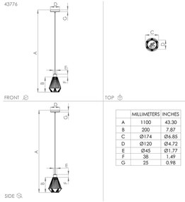 Lampadario Contemporaneo Adwickle 1 Luce Metallo Nero E Tessuto