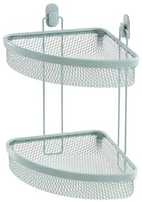 Mensola bagno Angolare verde acqua in acciaio con 2 ripiani – Taki