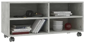 Mobile tv con ruote grigio cemento 90x35x35 cm in multistrato