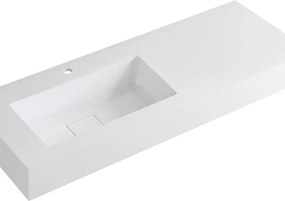 Lavabo a incasso rettangolare vasca a sinistra L 120.5 x H 15 x P 46 cm in resina bianco lucido