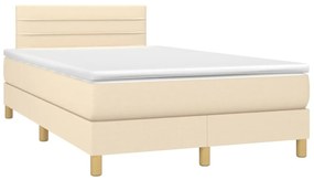 Letto a Molle con Materasso e LED Crema 120x190 cm in Tessuto