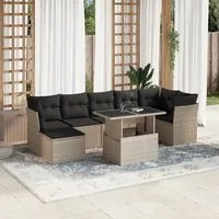 Set Divano da Giardino 8pz con Cuscini Grigio Chiaro Polyrattan 3266752