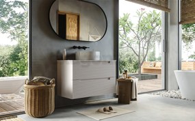 Mobile bagno canapa 80x45 Mango due cassetti soft close con lavabo tondo da appoggio in ceramica lucida