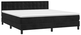 Letto a molle con materasso e led nero 180x200 cm in velluto