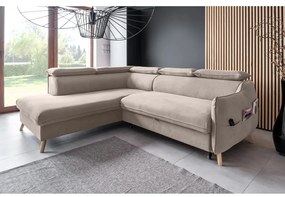 Divano letto angolare in velluto beige (angolo sinistro) Sweet Harmony - Miuform