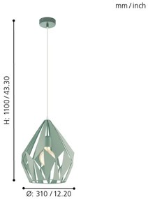 EGLO 49026 - Lampadario a sospensione con filo CARLTON-P 1xE27/60W/230V
