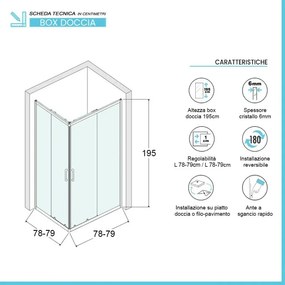 Box doccia angolare 80x80 cm Icon doppio scorrevole con vetro trasparente