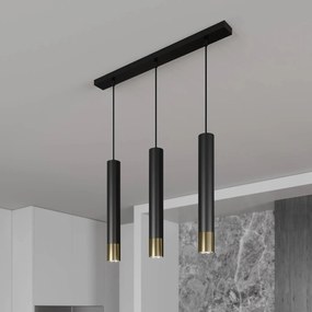 Luminex Lampada a sospensione Nest 3 luci lineare nero/oro
